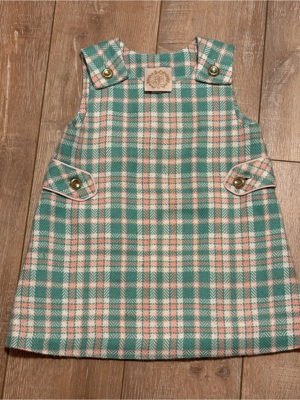 The Beaufort Bonnet Company Teal & Pink Plaid Pinafore